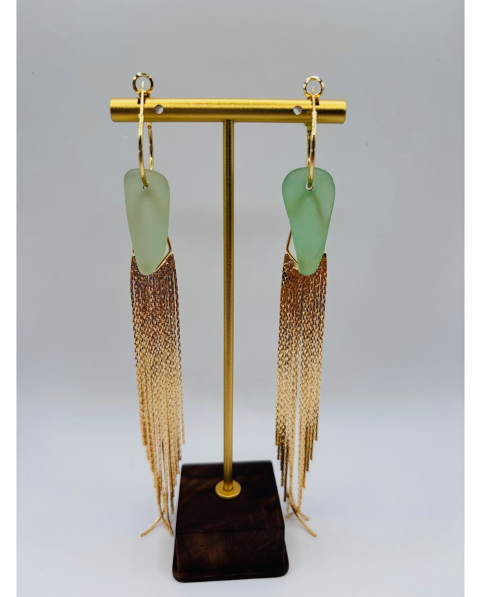 PENDIENTES ARTESANOS DE CRISTAL MARINO
