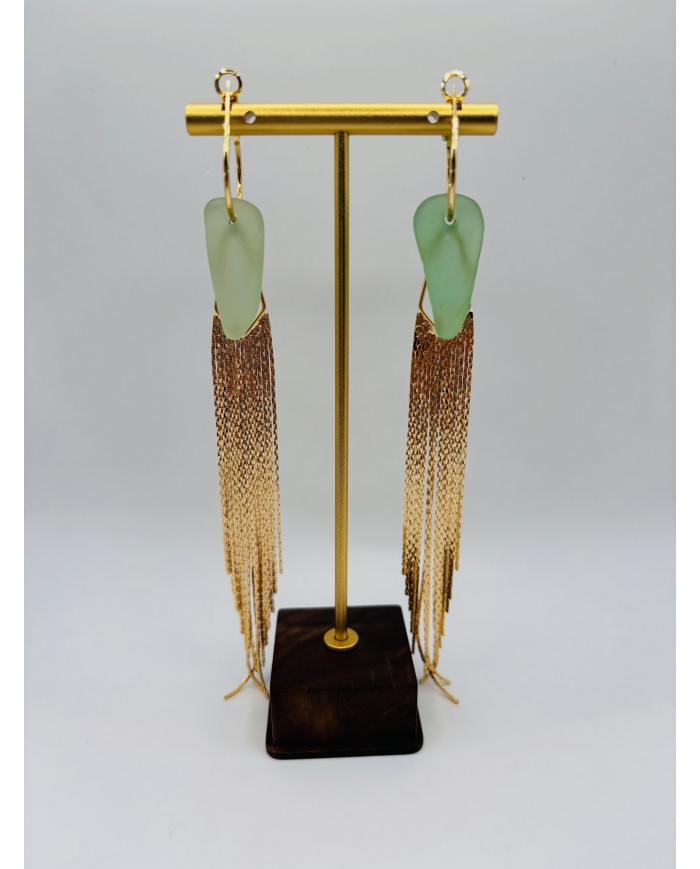 PENDIENTES ARTESANOS DE CRISTAL MARINO