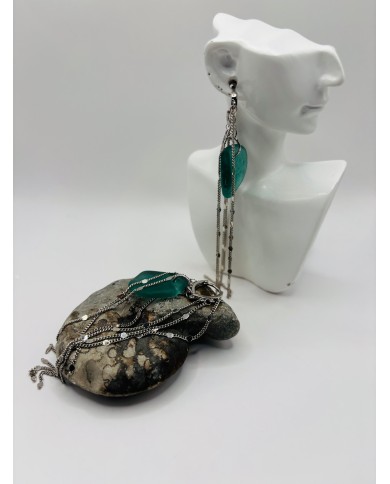 PENDIENTES ARTESANOS DE CRISTAL MARINO