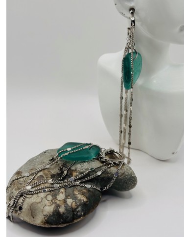 PENDIENTES ARTESANOS DE CRISTAL MARINO