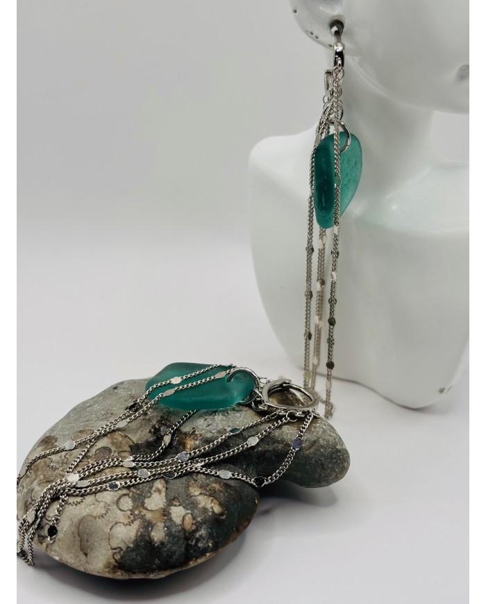 PENDIENTES ARTESANOS DE CRISTAL MARINO