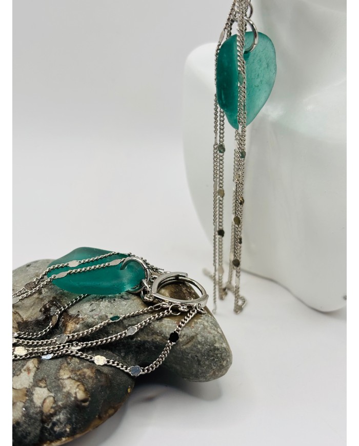 PENDIENTES ARTESANOS DE CRISTAL MARINO