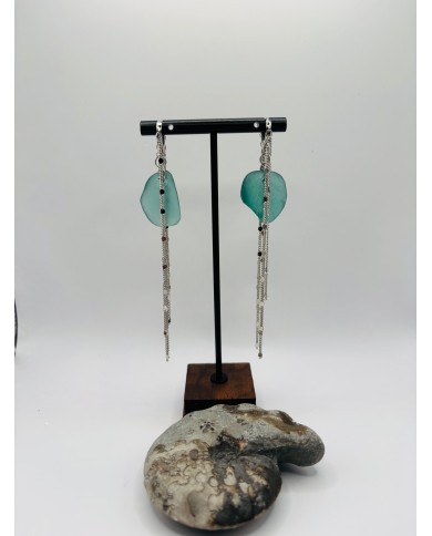 PENDIENTES ARTESANOS DE CRISTAL MARINO