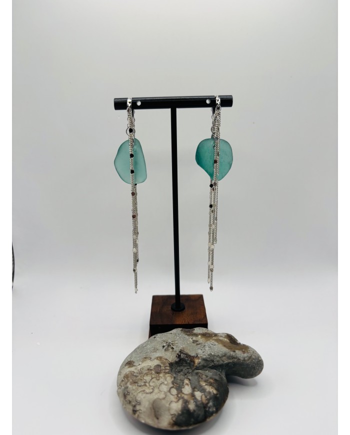 PENDIENTES ARTESANOS DE CRISTAL MARINO