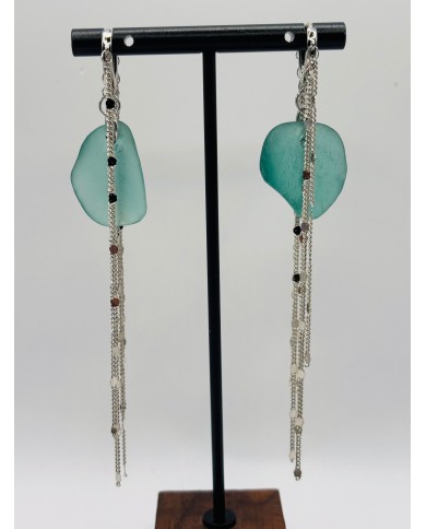 PENDIENTES ARTESANOS DE CRISTAL MARINO