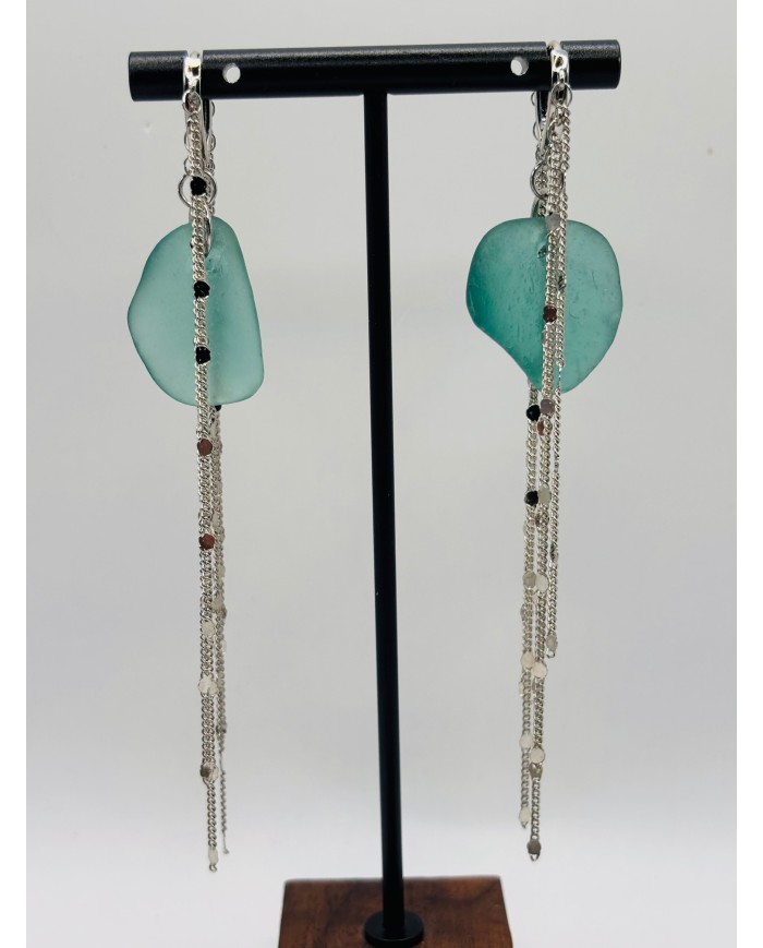 PENDIENTES ARTESANOS DE CRISTAL MARINO