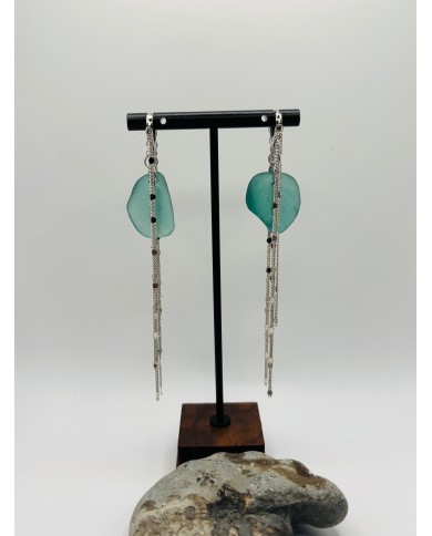 PENDIENTES ARTESANOS DE CRISTAL MARINO