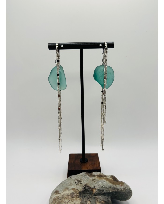 PENDIENTES ARTESANOS DE CRISTAL MARINO