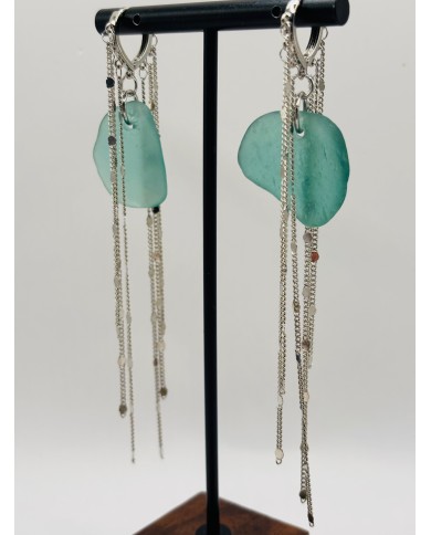 PENDIENTES ARTESANOS DE CRISTAL MARINO