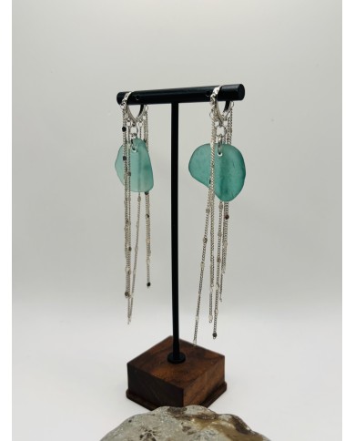 PENDIENTES ARTESANOS DE CRISTAL MARINO