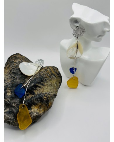 PENDIENTES ARTESANOS DE CRISTAL MARINO