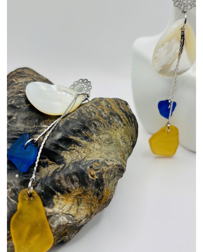 PENDIENTES ARTESANOS DE CRISTAL MARINO