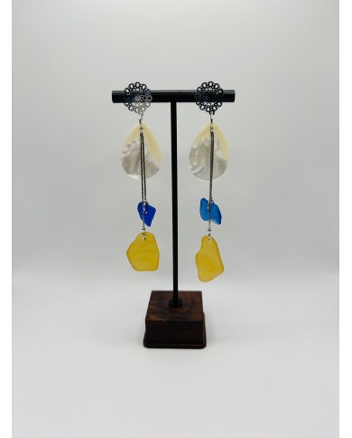 PENDIENTES ARTESANOS DE CRISTAL MARINO