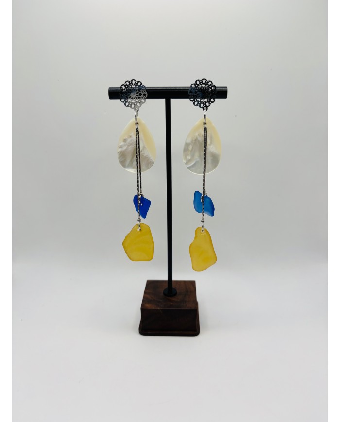 PENDIENTES ARTESANOS DE CRISTAL MARINO