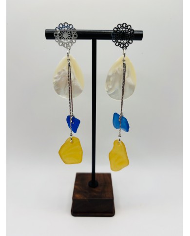 PENDIENTES ARTESANOS DE CRISTAL MARINO