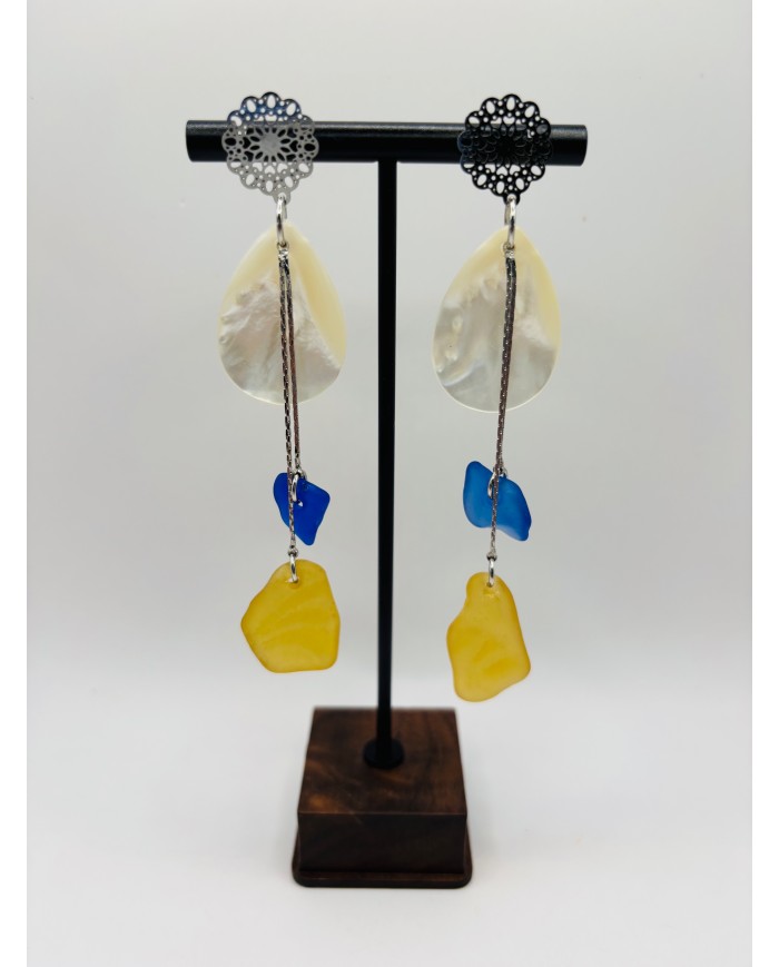 PENDIENTES ARTESANOS DE CRISTAL MARINO