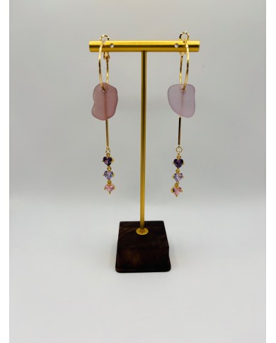PENDIENTES ARTESANOS DE CRISTAL MARINO