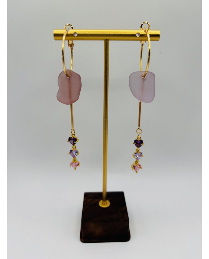 PENDIENTES ARTESANOS DE CRISTAL MARINO