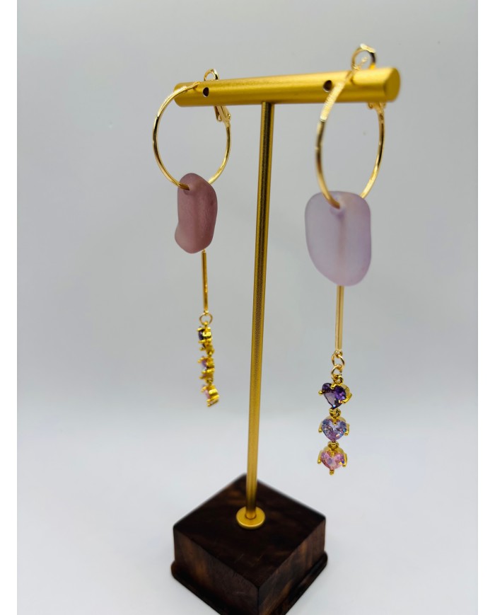 PENDIENTES ARTESANOS DE CRISTAL MARINO