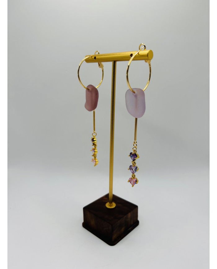 PENDIENTES ARTESANOS DE CRISTAL MARINO