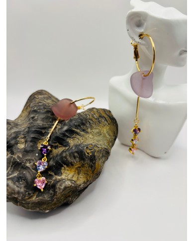 PENDIENTES ARTESANOS DE CRISTAL MARINO