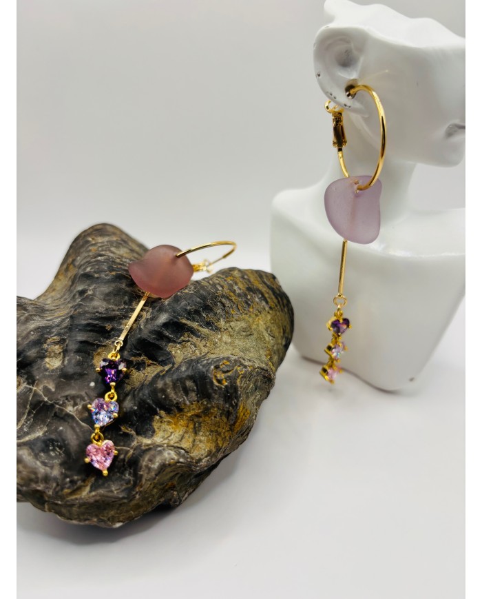 PENDIENTES ARTESANOS DE CRISTAL MARINO