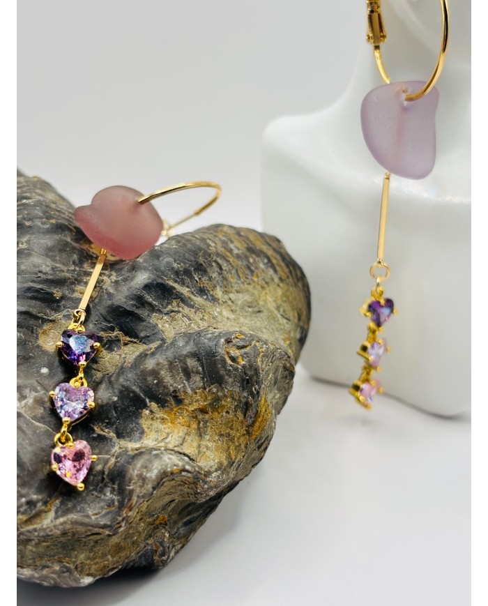 PENDIENTES ARTESANOS DE CRISTAL MARINO