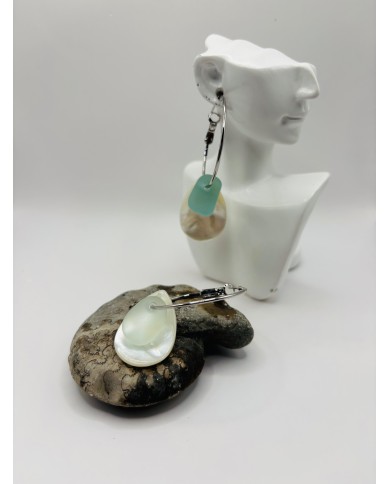 PENDIENTES DE CRISTAL MARINO Y ÁMBAR