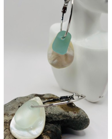 PENDIENTES DE CRISTAL MARINO Y ÁMBAR