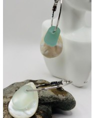 PENDIENTES DE CRISTAL MARINO Y ÁMBAR