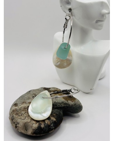 PENDIENTES DE CRISTAL MARINO Y ÁMBAR