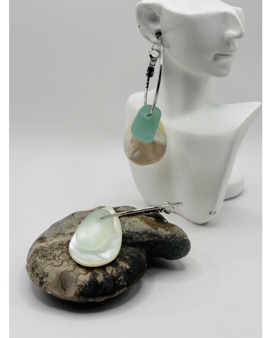 PENDIENTES DE CRISTAL MARINO Y ÁMBAR