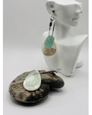 PENDIENTES DE CRISTAL MARINO Y ÁMBAR