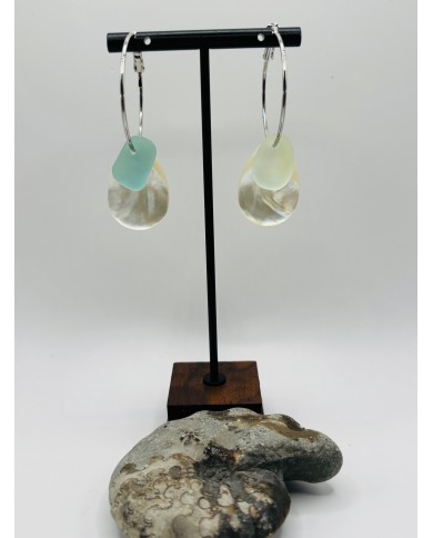 PENDIENTES DE CRISTAL MARINO Y ÁMBAR