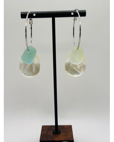 PENDIENTES DE CRISTAL MARINO Y ÁMBAR