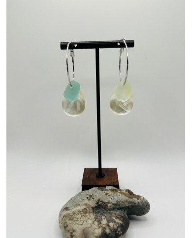 PENDIENTES DE CRISTAL MARINO Y ÁMBAR