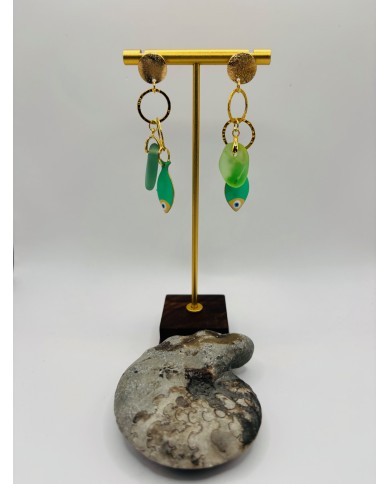 PENDIENTES ARTESANOS DE CRISTAL MARINO