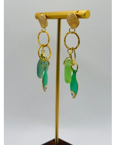 PENDIENTES ARTESANOS DE CRISTAL MARINO