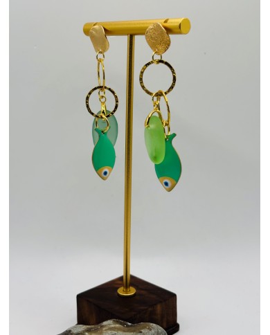 PENDIENTES ARTESANOS DE CRISTAL MARINO