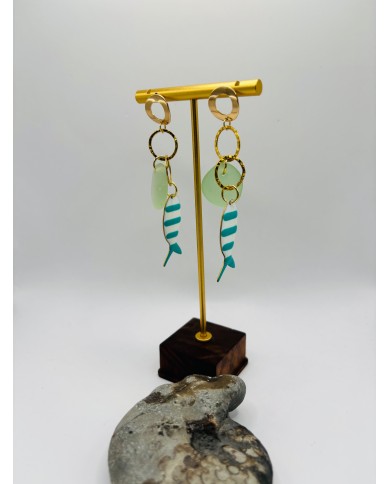 PENDIENTES ARTESANOS DE CRISTAL  MARINO
