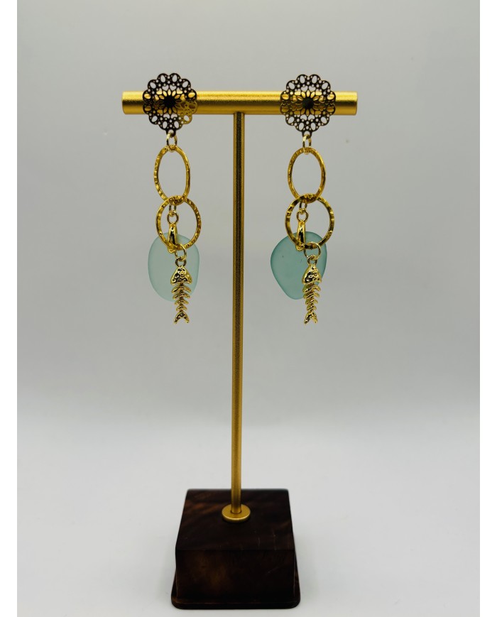 PENDIENTES ARTESANOS DE CRISTAL MARINO