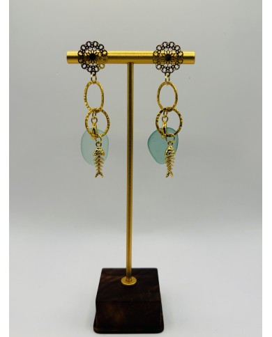 PENDIENTES ARTESANOS DE CRISTAL MARINO