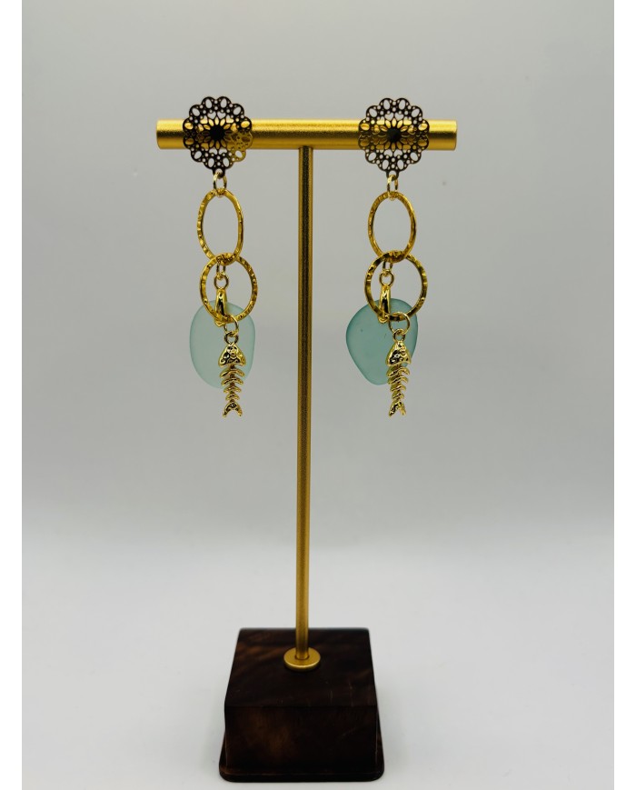 PENDIENTES ARTESANOS DE CRISTAL MARINO