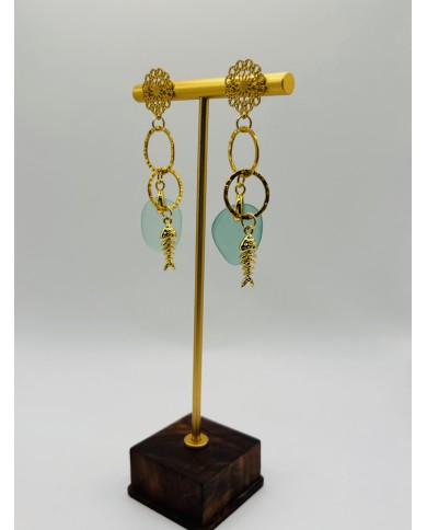 PENDIENTES ARTESANOS DE CRISTAL MARINO