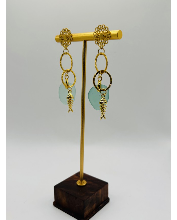 PENDIENTES ARTESANOS DE CRISTAL MARINO