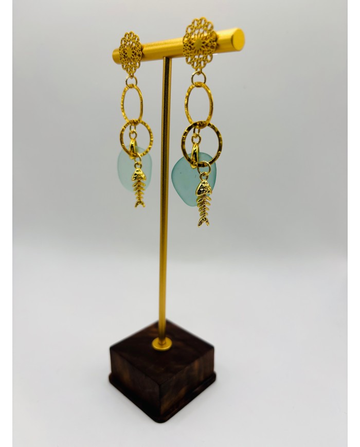 PENDIENTES ARTESANOS DE CRISTAL MARINO