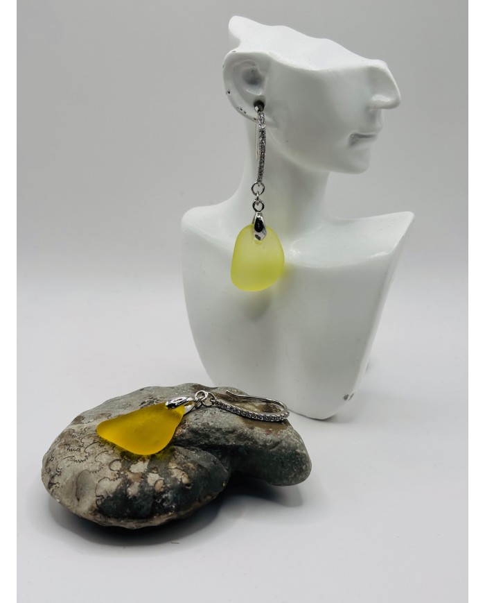 PENDIENTES ARTESANOS DE CRISTAL MARINO