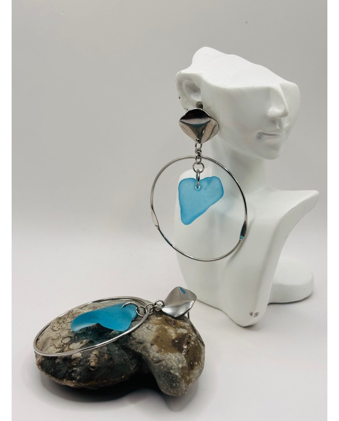 PENDIENTES ARTESANOS DE CRISTAL MARINO