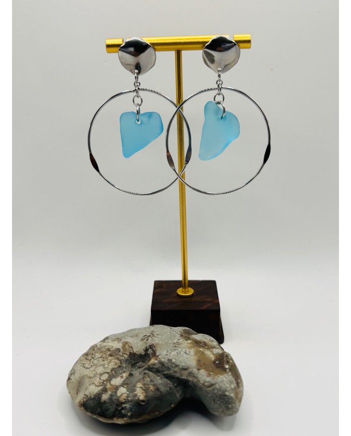 PENDIENTES ARTESANOS DE CRISTAL MARINO