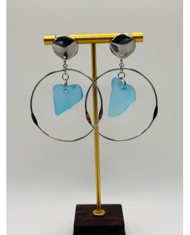 PENDIENTES ARTESANOS DE CRISTAL MARINO